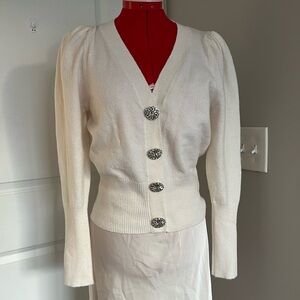 Express White Cardigan with Decorative Buttons